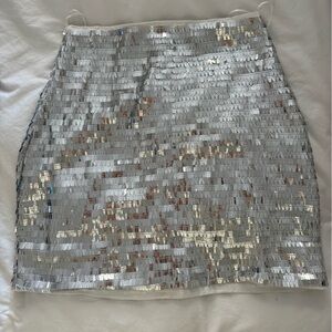 12th Tribe Shimmering Silver Mini Skirt